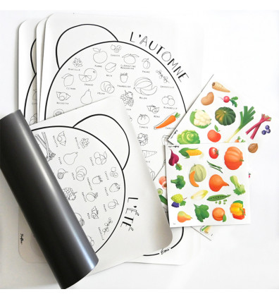 Carteles magnéticos de frutas y verduras de temporada
