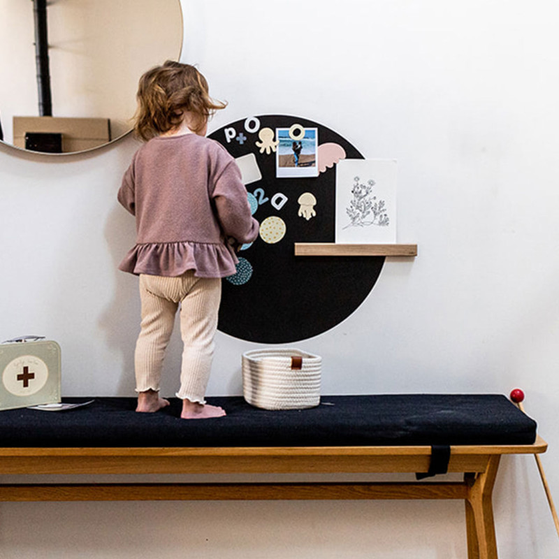 Tablero magnético redondo negro ideal para la habitación de los niños o el recibidor - Ferflex